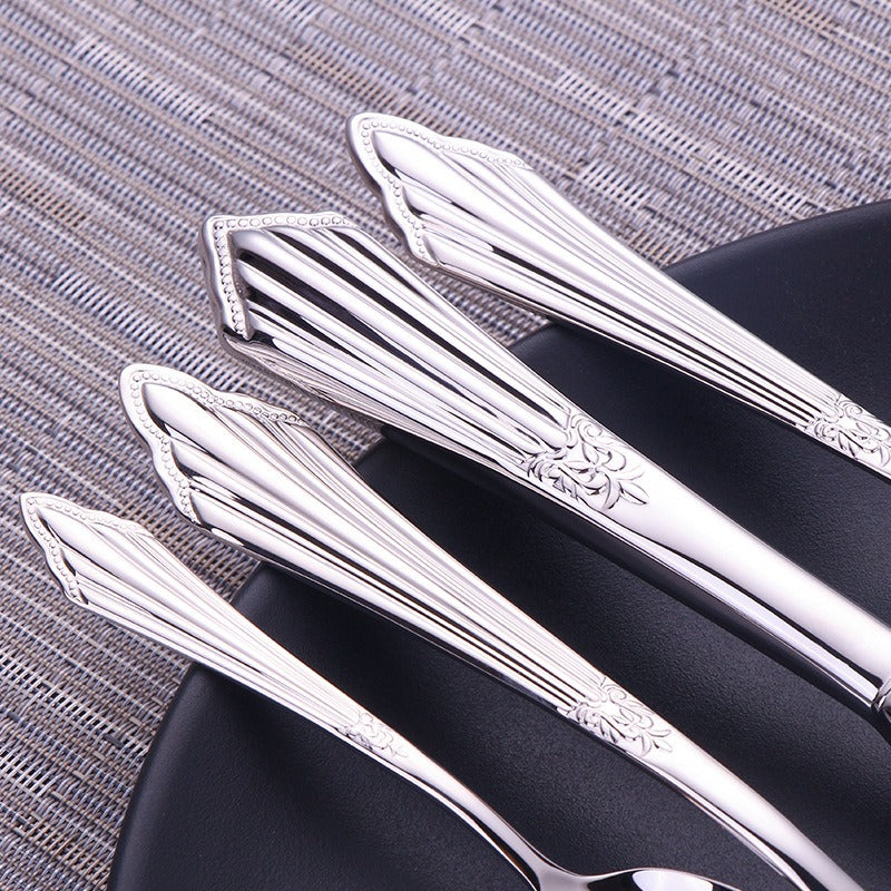 304 stainless steel knife, fork, spoon, hotel Western tableware, steak knife, fork, dessert spoon, fork, 4 piece set - V.I.P Digital Presence