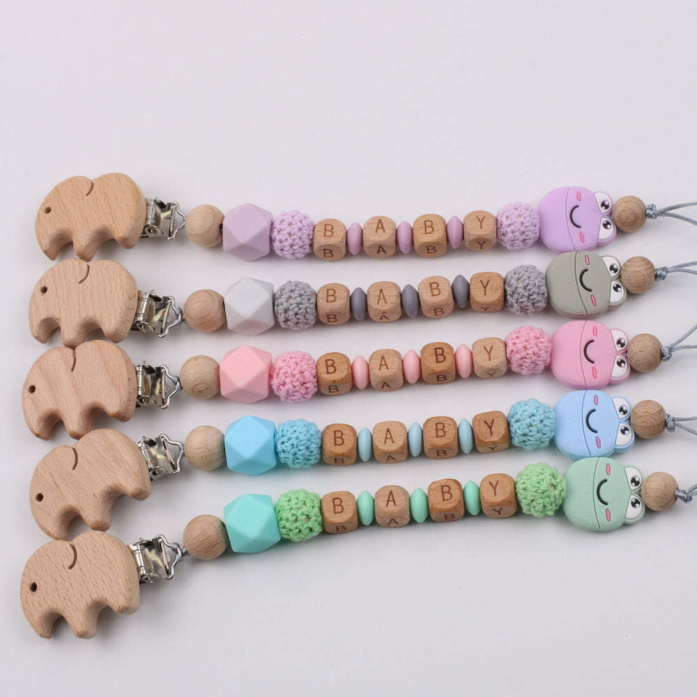 Cadena de silicona para chupete de bebé con diseño de rana de dibujos animados, cadena de pegamento para dientes de haya, juguete anticaída