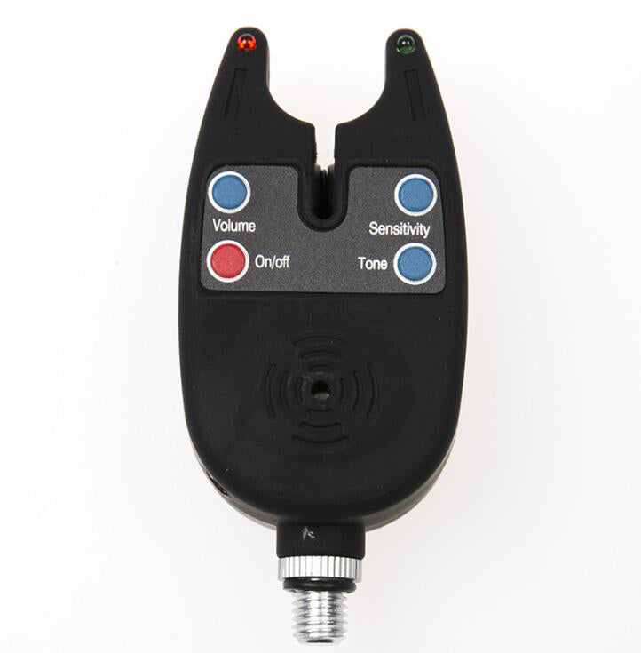 Alarma de picadura de pesca con 2 LED, luz azul, volumen ajustable, sensibilidad al sonido, herramienta de pesca impermeable.