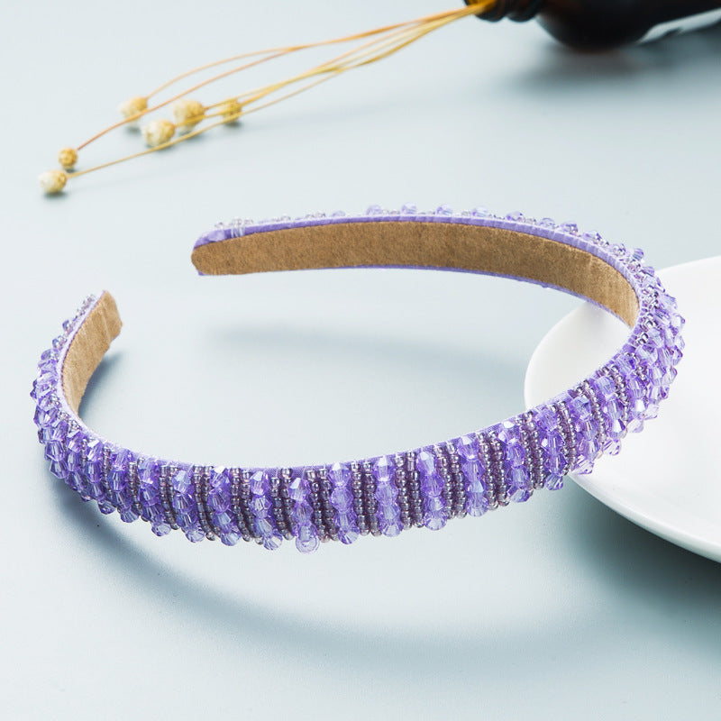 Hair Hoop Hand-Woven Beaded Headband Female Baroque Sponge Hair Bundle Korean Face Wash Hair Accessories - V.I.P Digital Presence