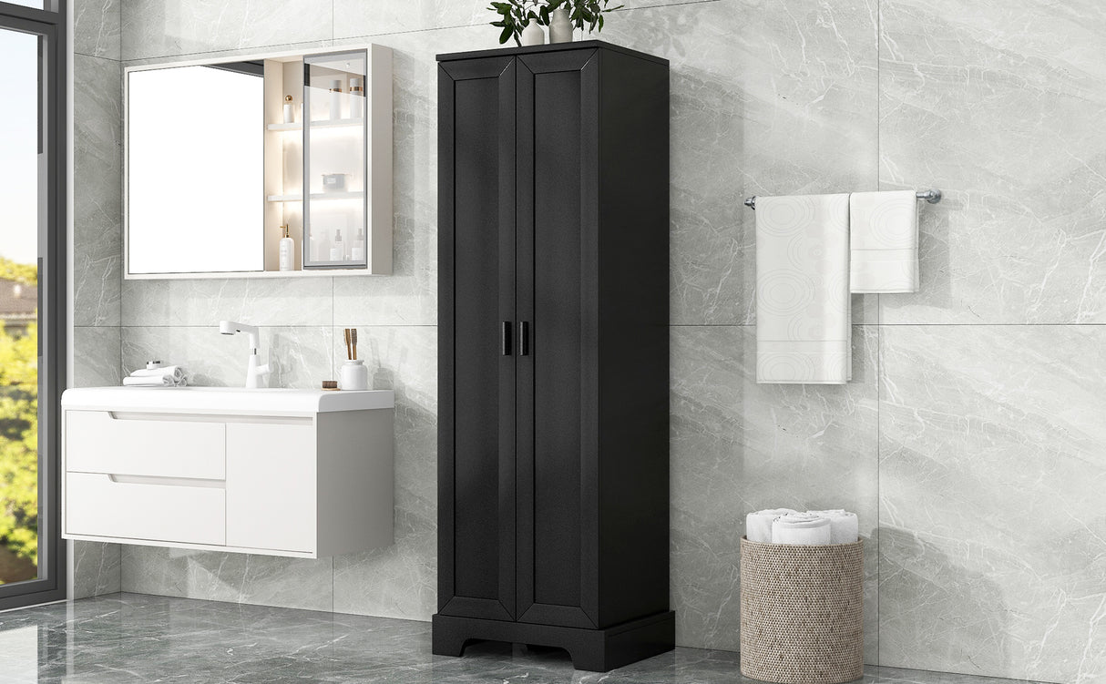 Storage Cabinet with Two Doors for Bathroom, Office, Adjustable Shelf, MDF Board, Black - V.I.P Digital Presence