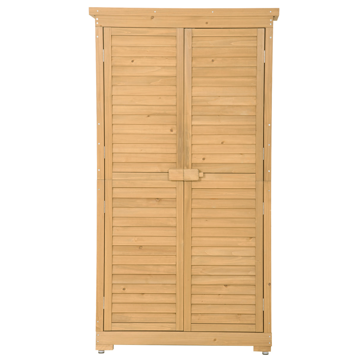 Wooden Garden Shed 3-tier Patio Storage Cabinet Outdoor Organizer Wooden Lockers with Wood (Natural Wood Color -Shutter Design) - V.I.P Digital Presence