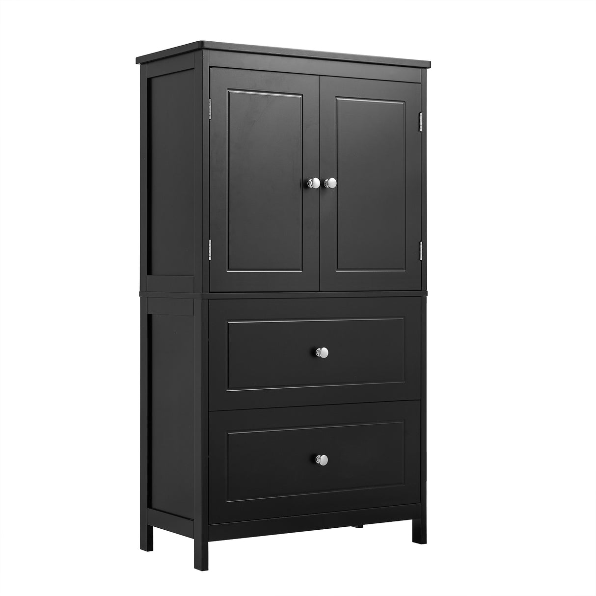 Bathroom Storage Cabinet, Cabinet with Two Doors and Drawers, Adjustable Shelf, MDF Board, Black - V.I.P Digital Presence
