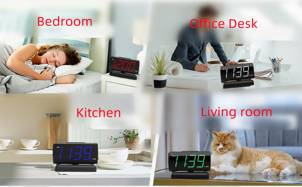 GING YHAU alarm clock large digital rotating base 2-level brightness digital clock bedroom bedside alarm clock - V.I.P Digital Presence