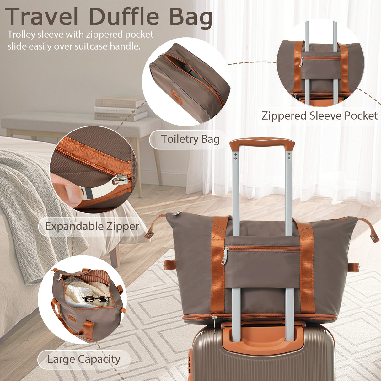 Hardshell Luggage Sets 3 Piece Carry-on Suitcase Double Spinner Wheels with TSA Lock for Men Women, Coppery (20in) - V.I.P Digital Presence