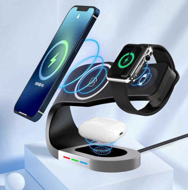 Magnetic suction multifunctional wireless charger suitable for iwatch watches mobile phones AirPod headphones three in one - V.I.P Digital Presence