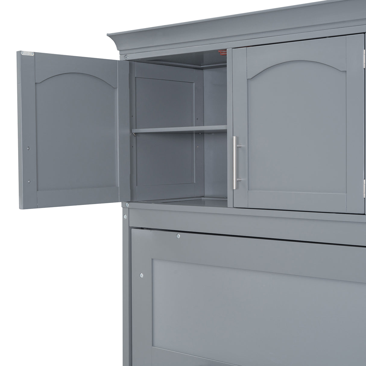 Full Size Murphy Bed Wall Bed with Top Cabinets,Gray - V.I.P Digital Presence