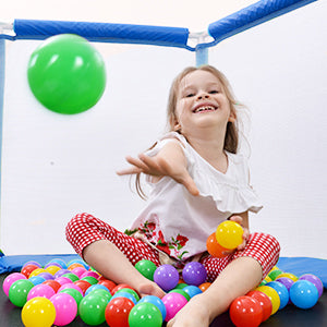 55'' Toddlers Trampoline with Safety Enclosure Net and Balls, Indoor Outdoor Mini Trampoline for Kids - V.I.P Digital Presence