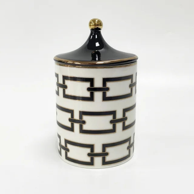 Gold Plated Stripe Ceramic Storage Jar Home Scented Candle Bottle Wedding Candy Gift Jar Cosmetic Jewelry Storage Bottle Decor - V.I.P Digital Presence