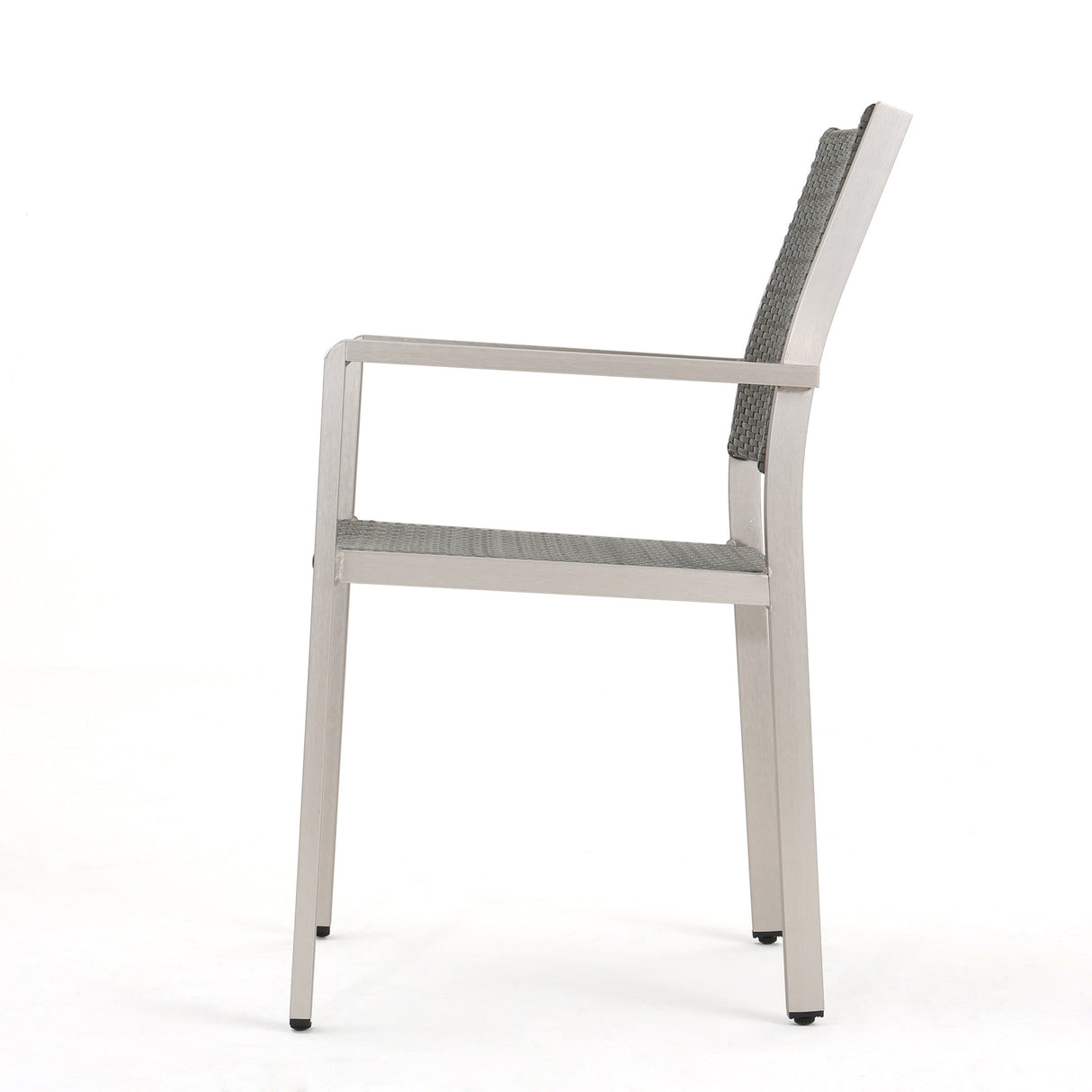 Cape Coral Outdoor Wicker Dining Chairs with Aluminum Frames, 2-Pcs Set, Grey - V.I.P Digital Presence
