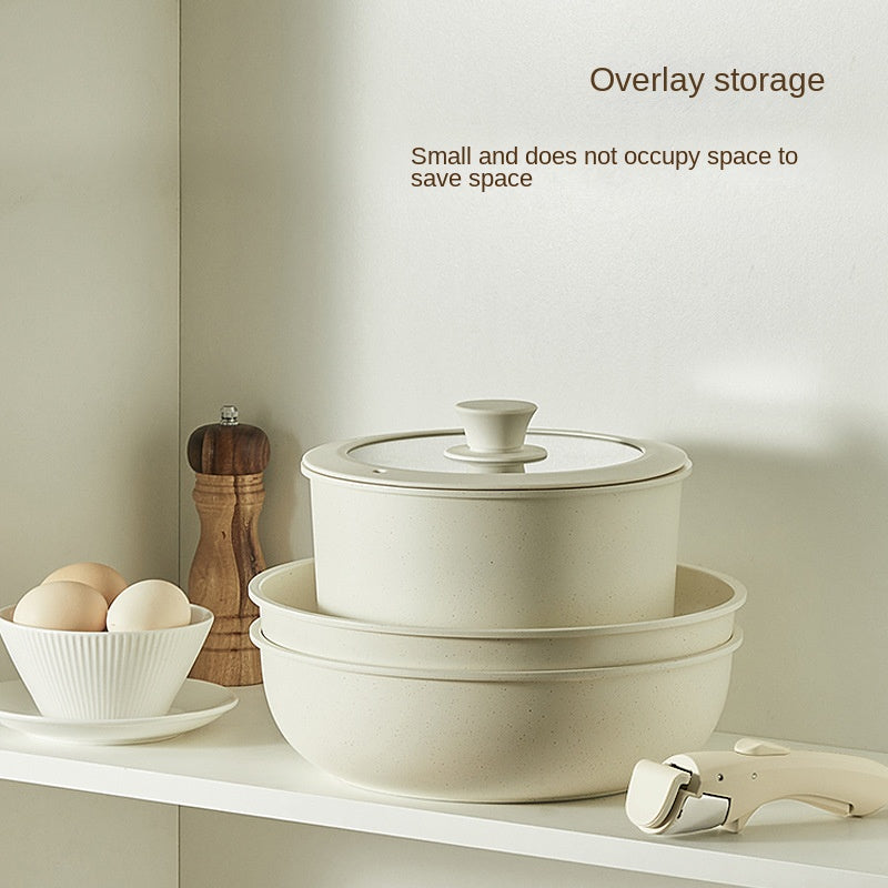 Detachable cookware set, pot, wheat rice stone, flat bottomed pan, non stick pan, frying pan, household handle - V.I.P Digital Presence
