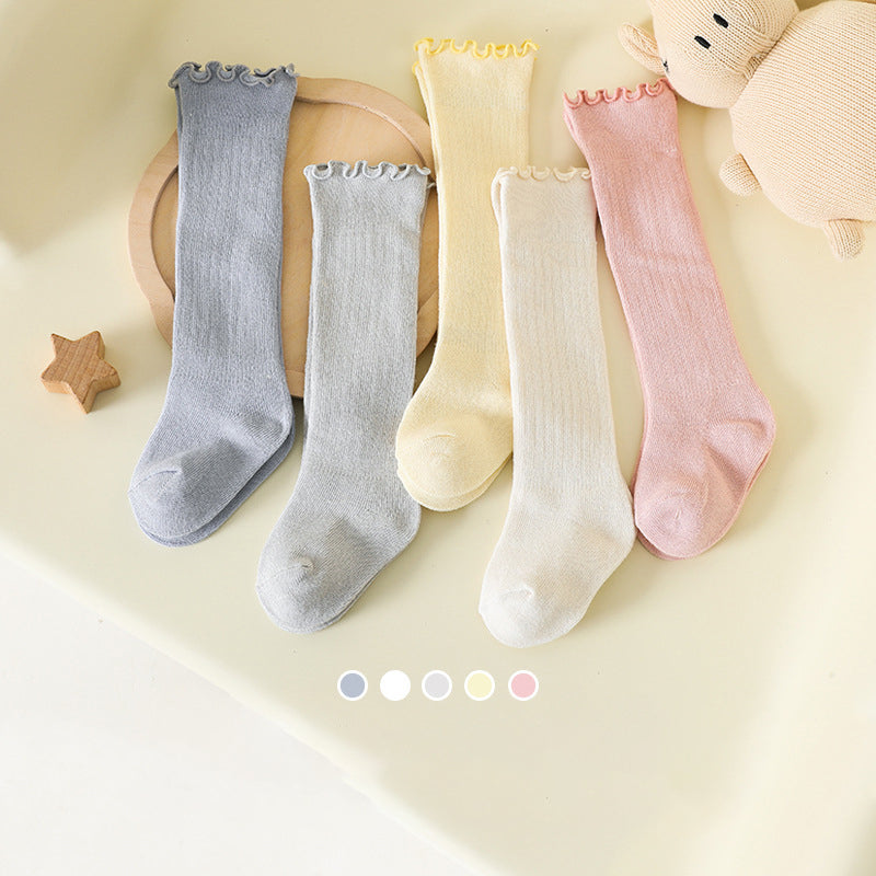 Spring And Summer Children's Socks In The Tube Loose Mouth Fungus Edge Combed Cotton Girls Baby Socks Long Tube Over The Knee Baby Socks - V.I.P Digital Presence