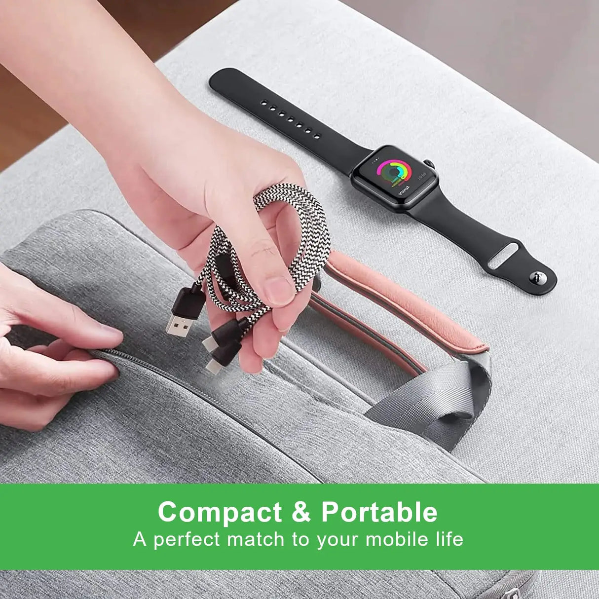New woven four in one watch wireless charging mobile phone charging cable data cable multiple connectors to choose from - V.I.P Digital Presence