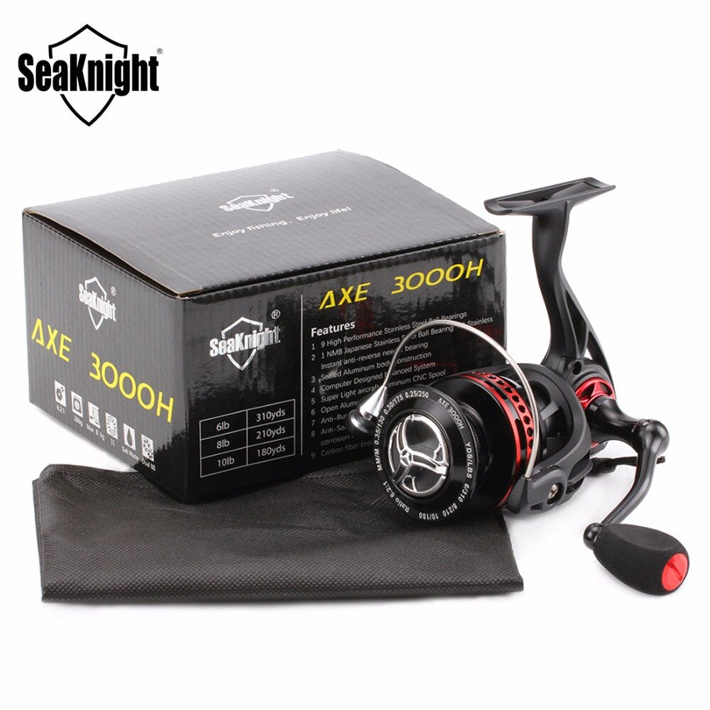 Carrete de pesca giratorio SeaKnight AXE para agua salada, 6.2:1, 11BB, 2000H, 3000H y 4000H, cuerpo totalmente metálico, anticorrosión, para carpas marinas.