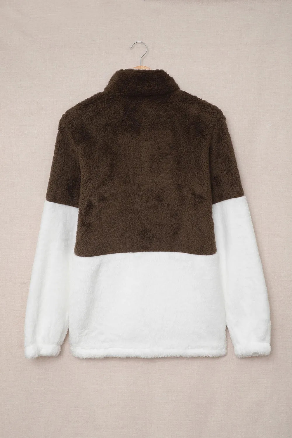 Color Block Half Zip Long Sleeve Fuzzy Sweatshirt - V.I.P Digital Presence