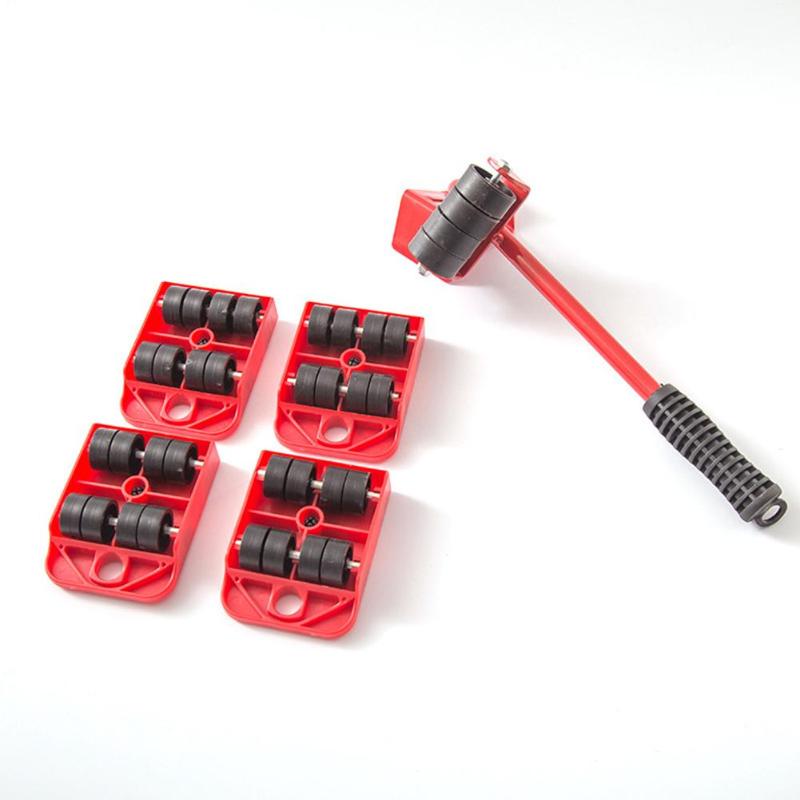 Furniture Mover Tool Set Furniture Transport Lifter Heavy Stuffs Moving Tool 4 Wheeled Mover Roller+1 Wheel Bar Hand Tools Set - V.I.P Digital Presence
