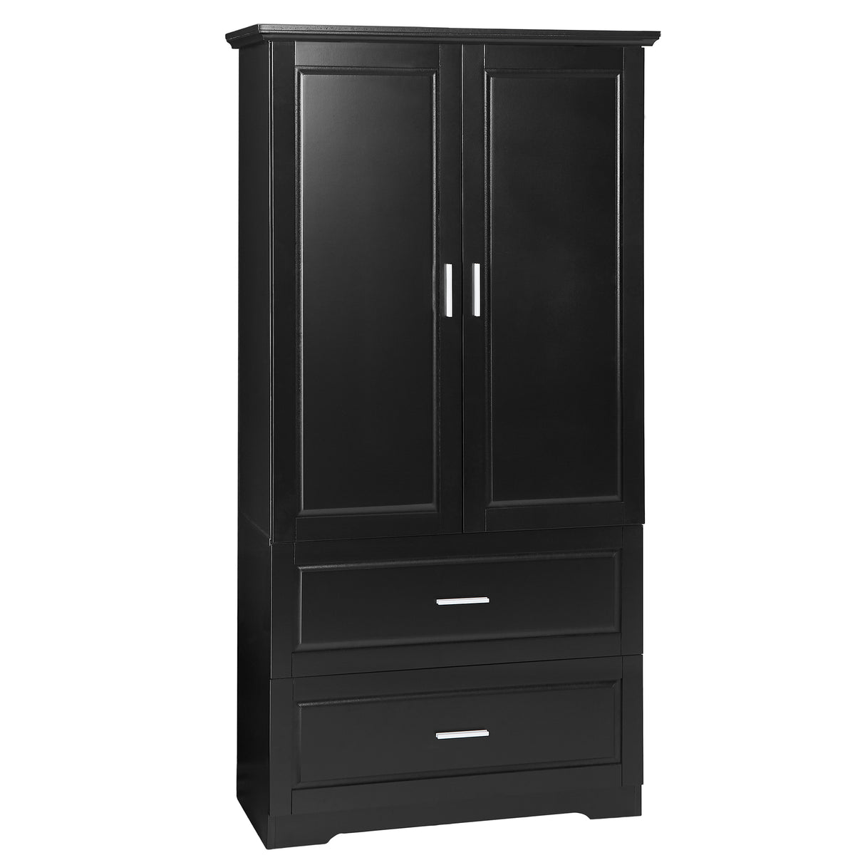 Tall Bathroom Storage Cabinet, Cabinet with Two Doors and Drawers, Adjustable Shelf, MDF Board, Black - V.I.P Digital Presence