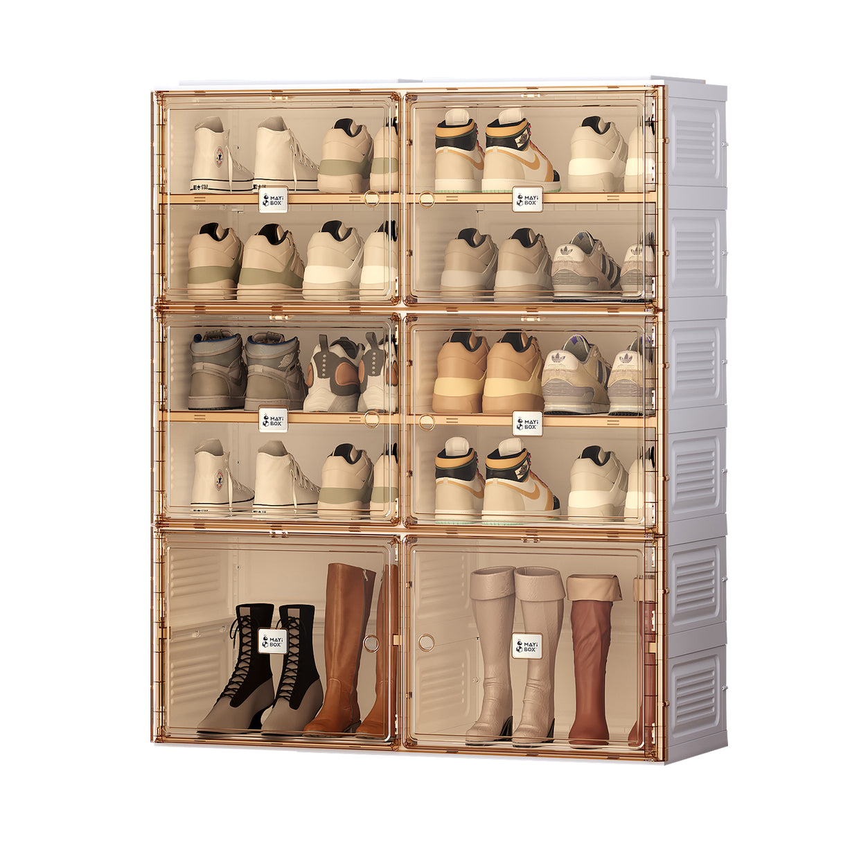 Portable Shoe cabinet Living Room,Stackable Storage Organizer Cabinet with Doors and Shelves,Shoe Box for Closet - V.I.P Digital Presence