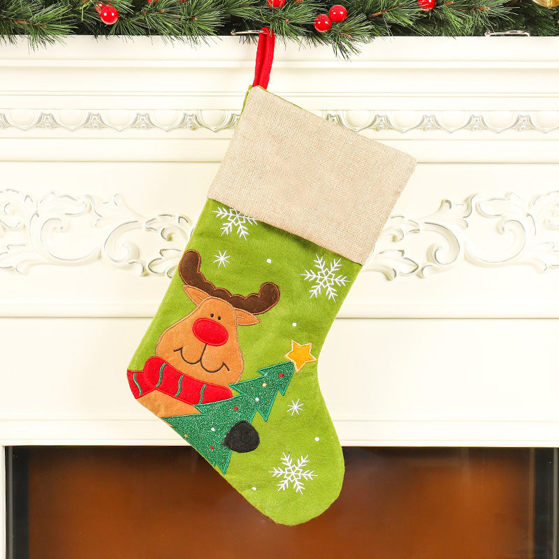Christmas Socks Gift Bag Linen Santa Claus Embroidery Christmas Socks Christmas Gifts Christmas Pendants - V.I.P Digital Presence