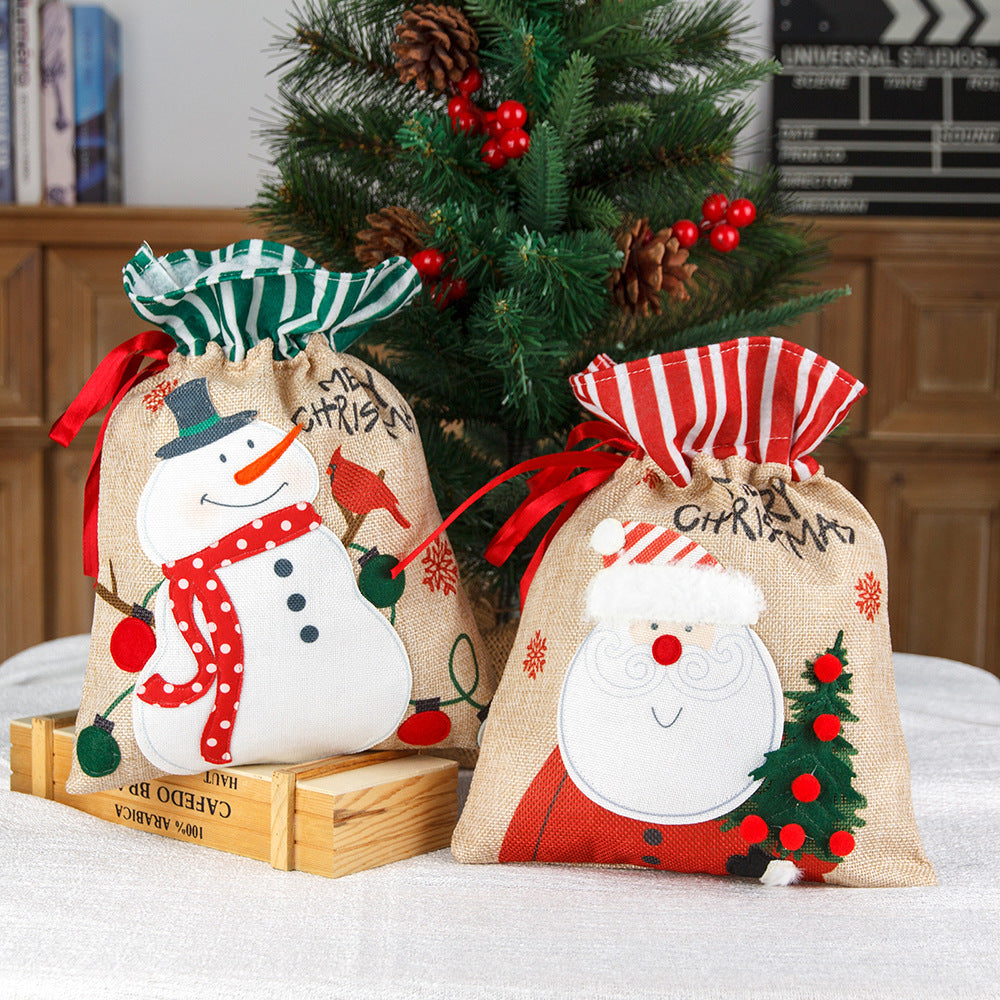 Christmas decorations, burlap gift bags, candy bags, apple bags, cartoon Christmas gift bags - V.I.P Digital Presence
