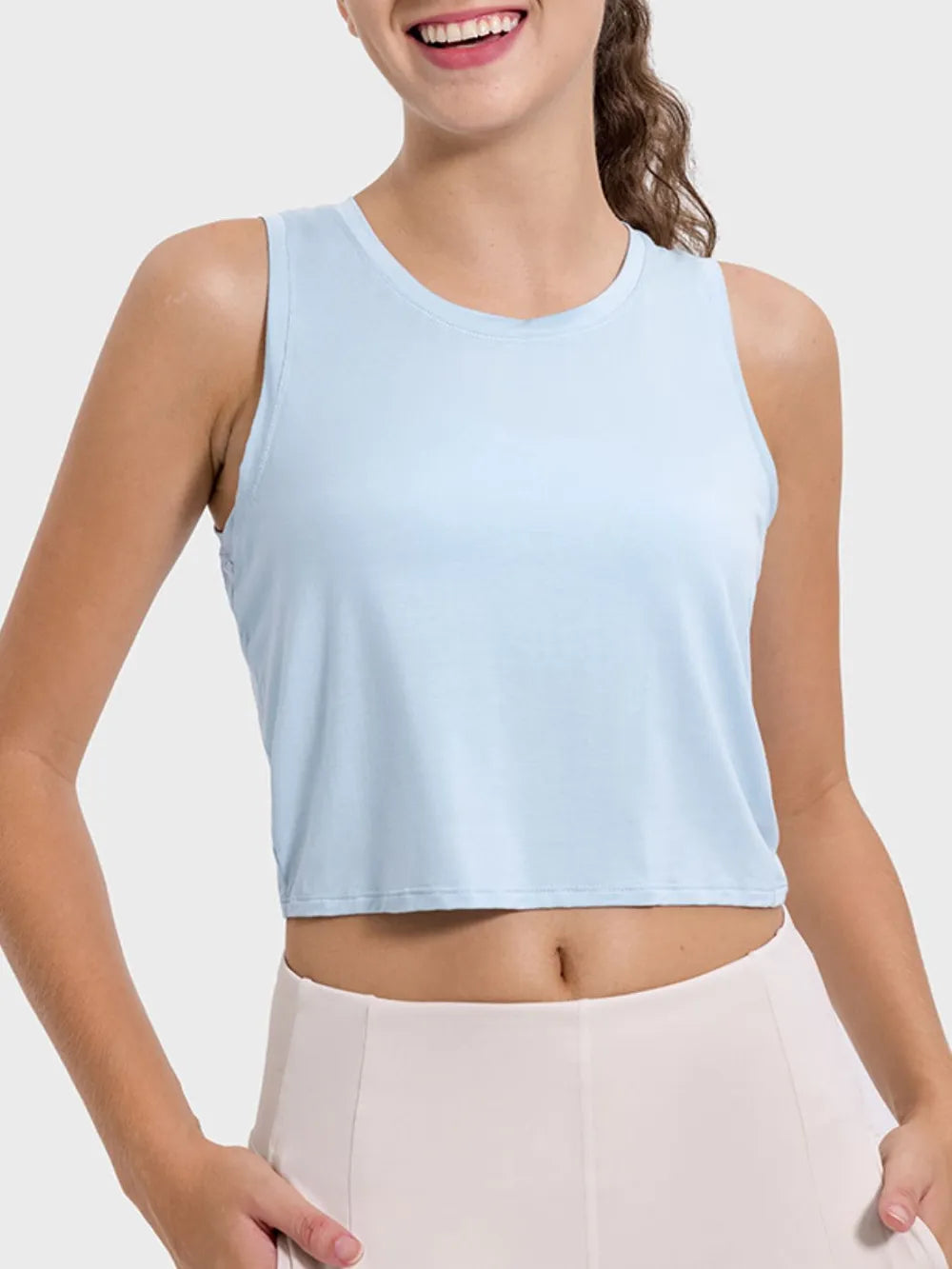Drawstring Cutout Round Neck Active Tank - V.I.P Digital Presence