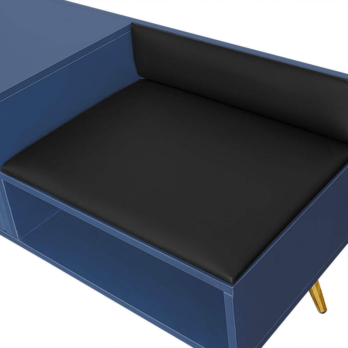 Modern Shoe Storage Bench with Hidden Storage and Upholstered Cushions for Bedside, Living Room and Entryway (Navy) - V.I.P Digital Presence