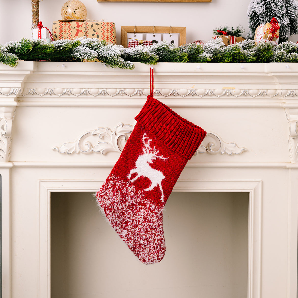 Christmas decoration products, knitted velvet, Christmas socks, snowflake red gift socks, gift bags - V.I.P Digital Presence