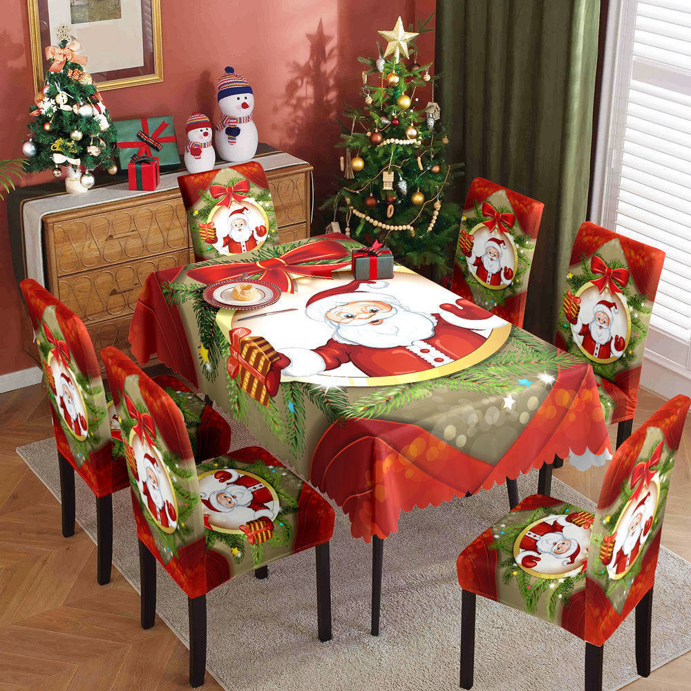 Christmas printed tablecloth, chair cover, waterproof, oil resistant, festive decoration, dining table cloth, chair cover, universal household use - V.I.P Digital Presence