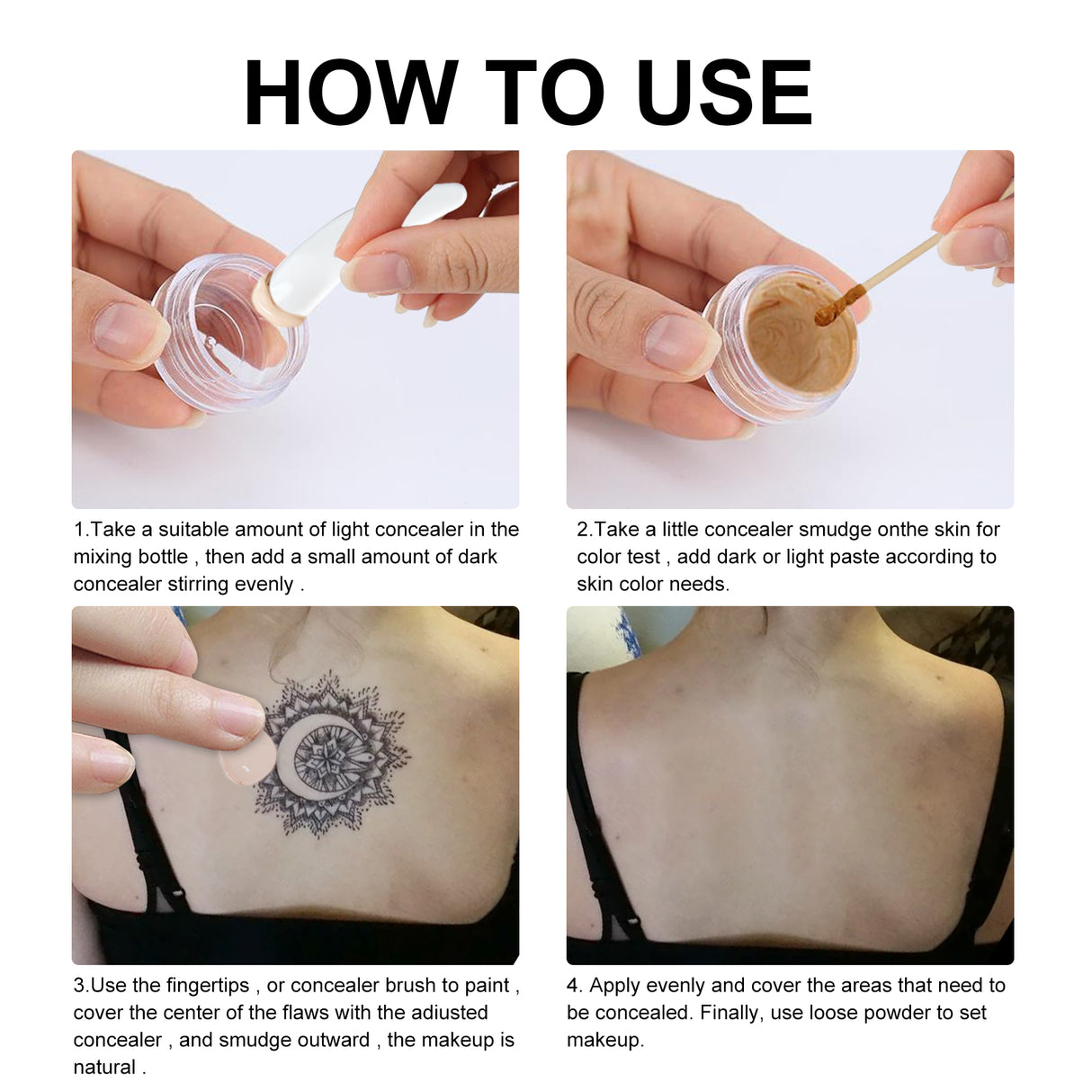 Tattoo Concealer, Waterproof Brightening Cover Tattoo Scars Birthmark Invisible Two-Tone Concealer - V.I.P Digital Presence
