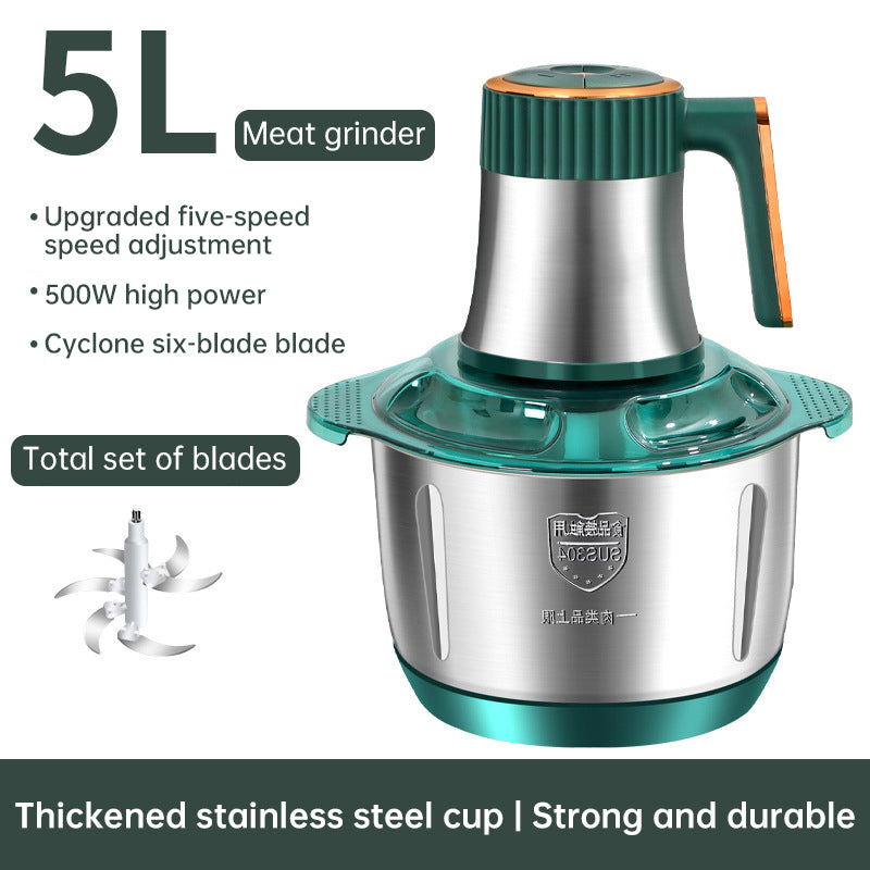 Electric Meat Grinders, 5L Food Processor, Stainless Steel Multifunctional Vegetable Slicer, Kitchen Chopper & Mixer - V.I.P Digital Presence
