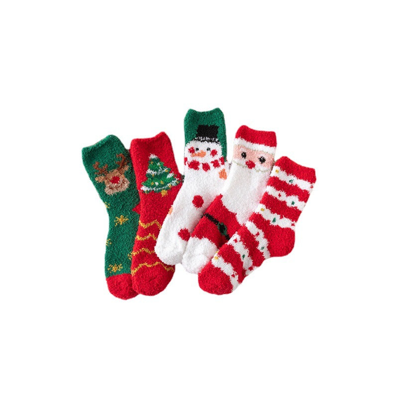 Christmas Red Socks for Children - Autumn and Winter Thickening - Warm Home Socks Coral Velvet Floor Socks Plush Middle Tube - V.I.P Digital Presence