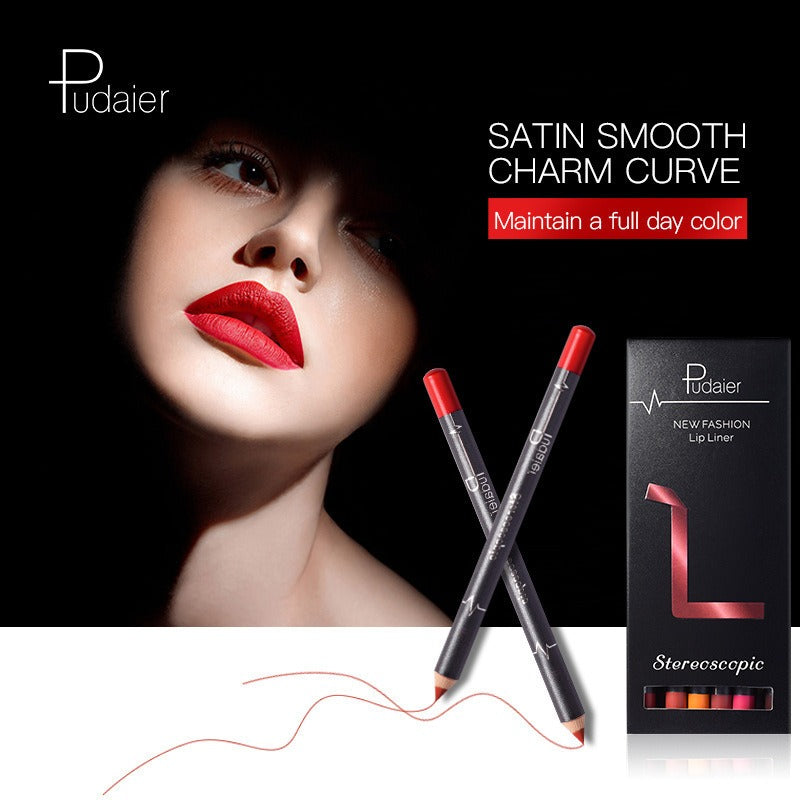 Pudaier twelve-color lip liner foreign trade waterproof non-fading matte velvet lipstick pen - V.I.P Digital Presence