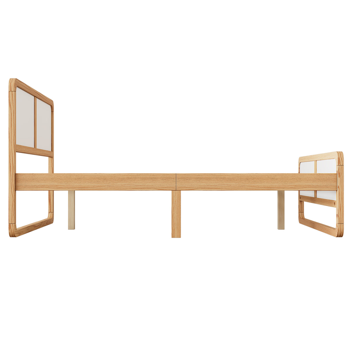 Modern Style Queen Size Solid Wood Platform Bed for Kids, Teens, Adults, No Need Box Spring, Walnut and White - V.I.P Digital Presence