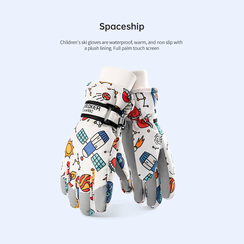 Winter children skiing gloves cycling waterproof windproof cashmere thick warm gloves children - V.I.P Digital Presence