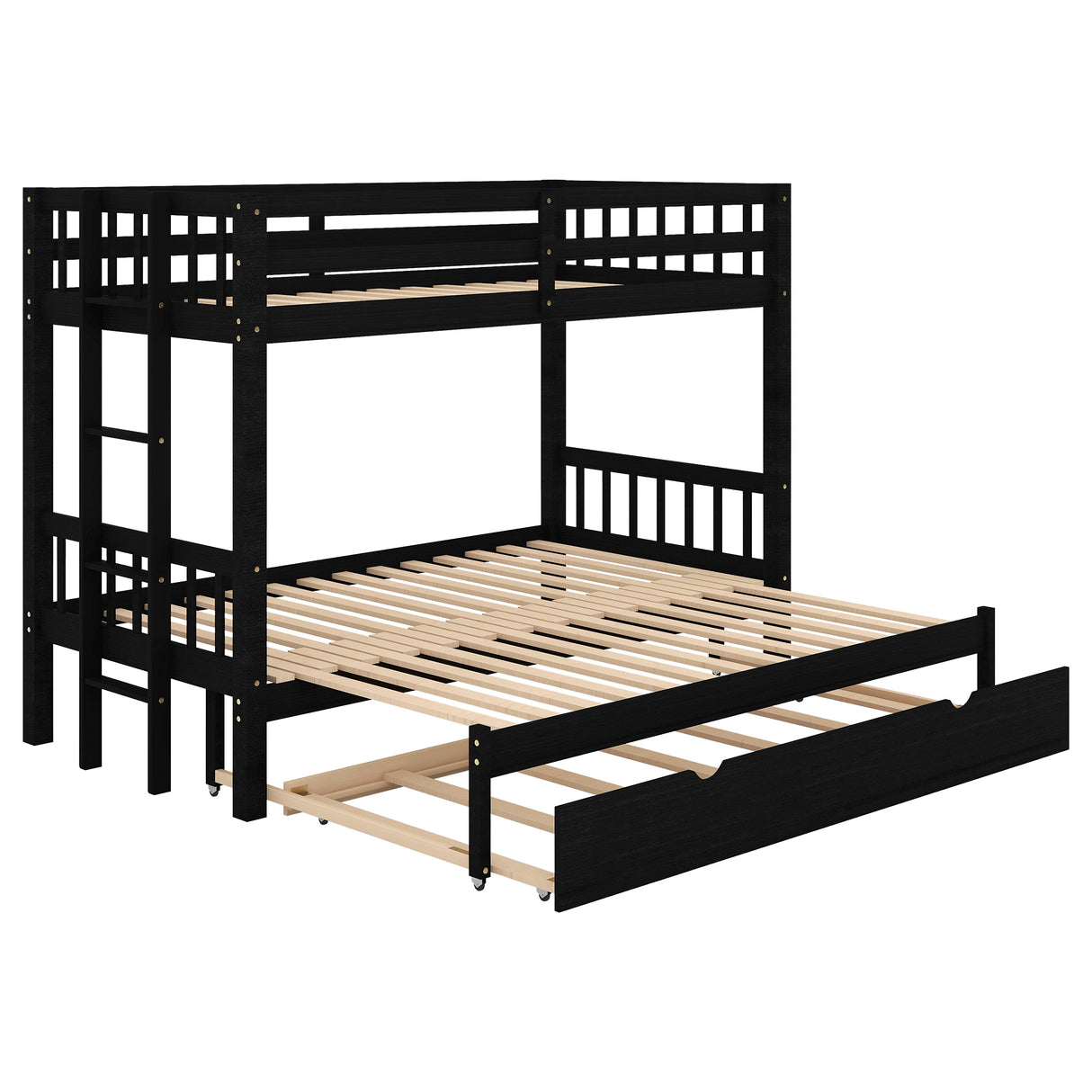 Twin over Pull-out Bunk Bed with Trundle Espresso