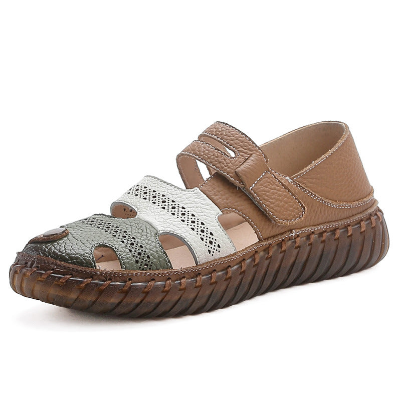 Cowhide mom sandals for women non slip cowhide sole soft sole genuine leather women's shoes flat bottom - V.I.P Digital Presence