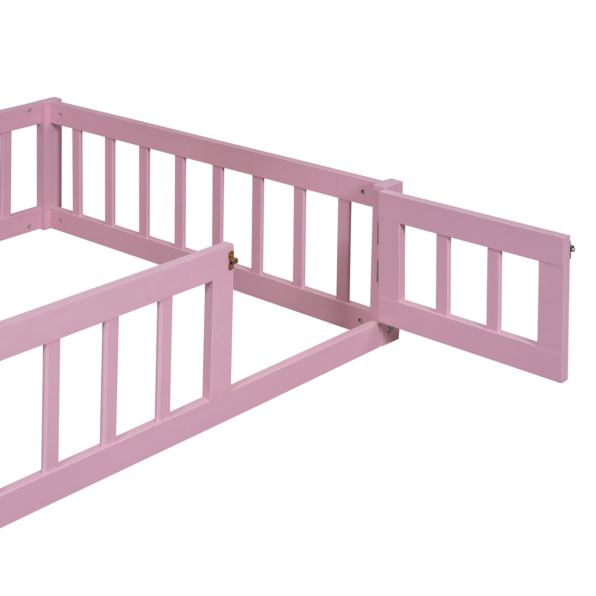Wooden Twin Size Children's Bed with Detachable Headboard and Integrated Clothes Drying Rack, Pink - V.I.P Digital Presence