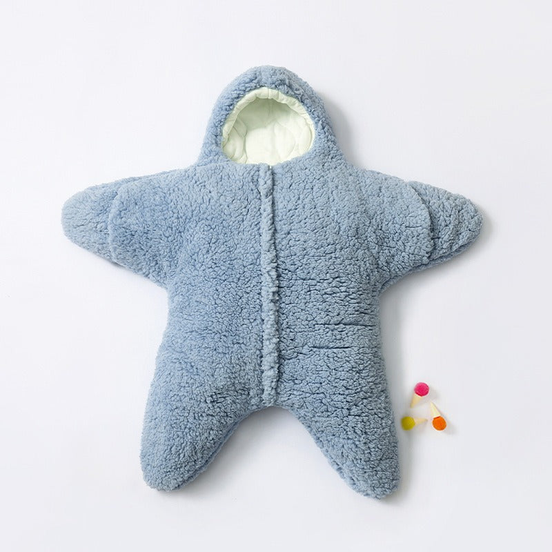 Baby hugged by starfish, lamb plush split leg sleeping bag with cotton clip, thick and warm baby sleeping bag, anti kick quilt, - V.I.P Digital Presence