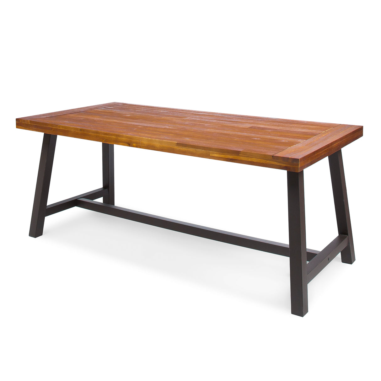 Carlie Outdoor Sandblast Finished Dining Table with Rustic Metal Finished Iron Legs - V.I.P Digital Presence