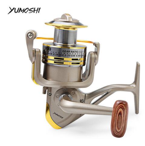 Carrete de pesca giratorio YUMOSHI 8 BB con relación de pesca 5,1:1, serie 1000-7000, con manivela y dirección de carpas