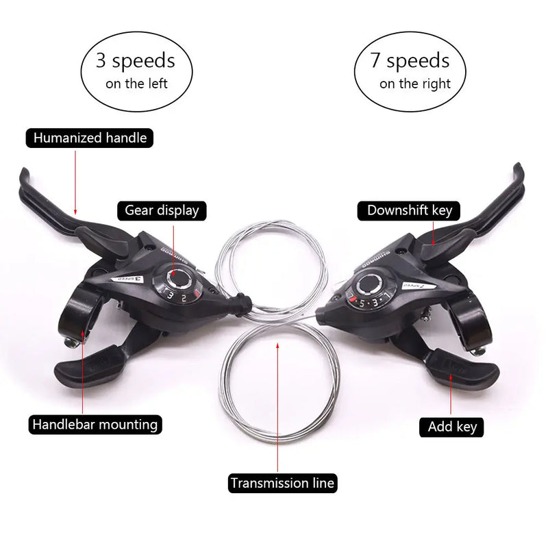 Bike Derailleurs 3x7 21 Speed Switch MTB Bicycle Shifter Levers Brake with Shift Cable Cycling Disc Handle for Bike Trekking - V.I.P Digital Presence