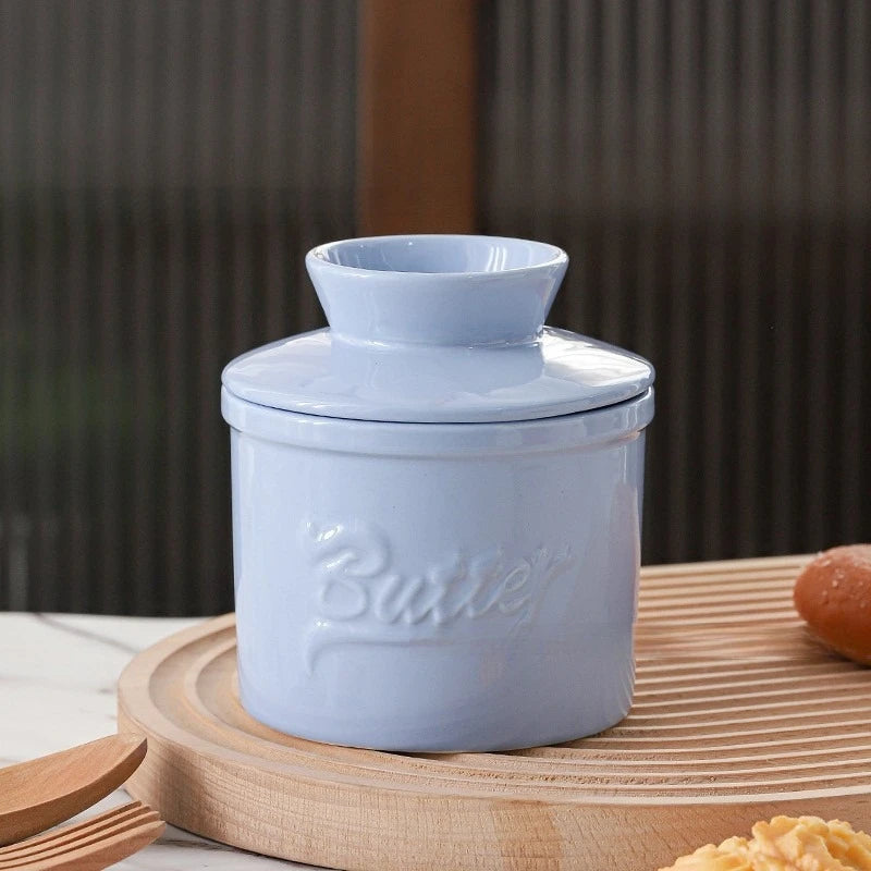 Ceramic yellow oil tank relief red butter storage tank cheese butter dish with lid set - V.I.P Digital Presence