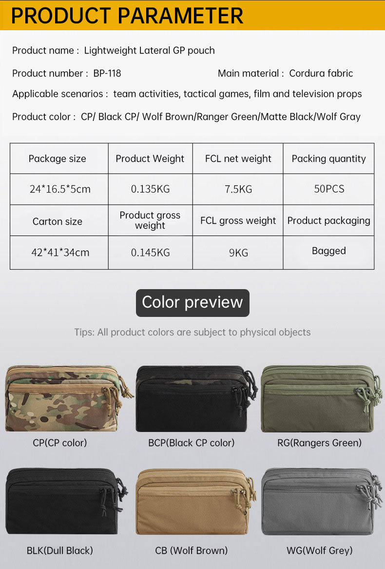 WoSportT Lightweight Horizontal GP Bag Molle Storage Bag Accessory Multifunctional Equipment Sundry Tool Bag - V.I.P Digital Presence