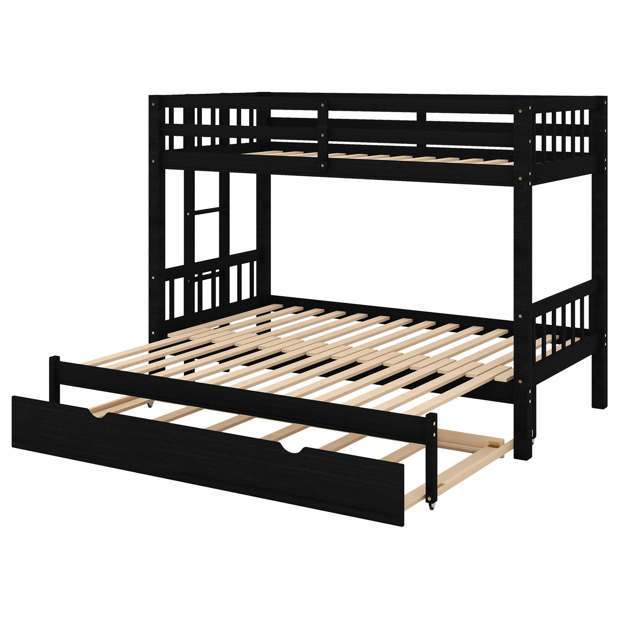 Twin over Pull-out Bunk Bed with Trundle Espresso