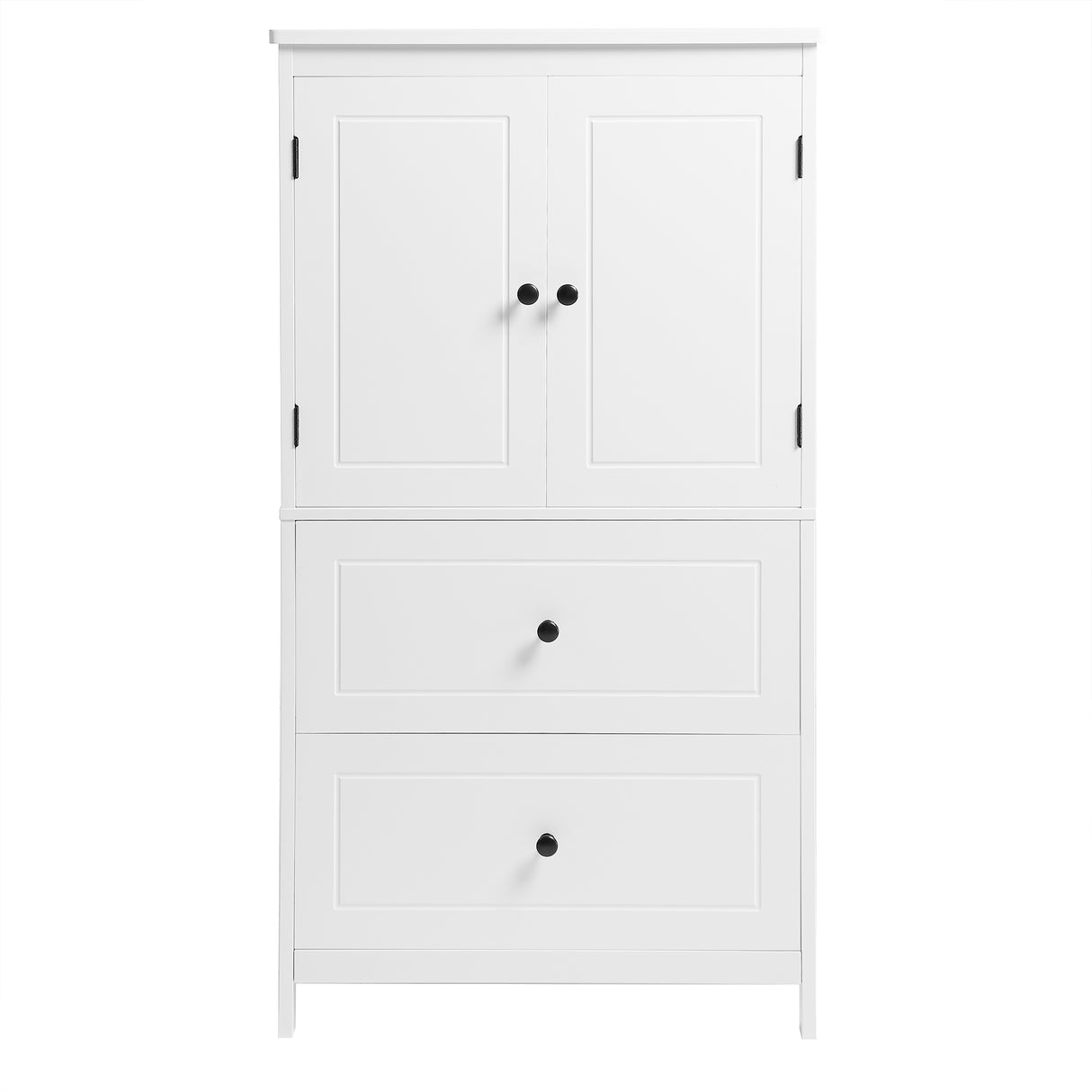 Bathroom Storage Cabinet, Cabinet with Two Doors and Drawers, Adjustable Shelf, MDF Board, White - V.I.P Digital Presence