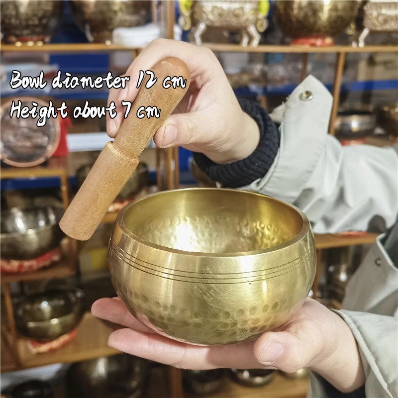 Tibetan brass singing bowl with Sanskrit – handmade meditation instrument for stress relief. - V.I.P Digital Presence