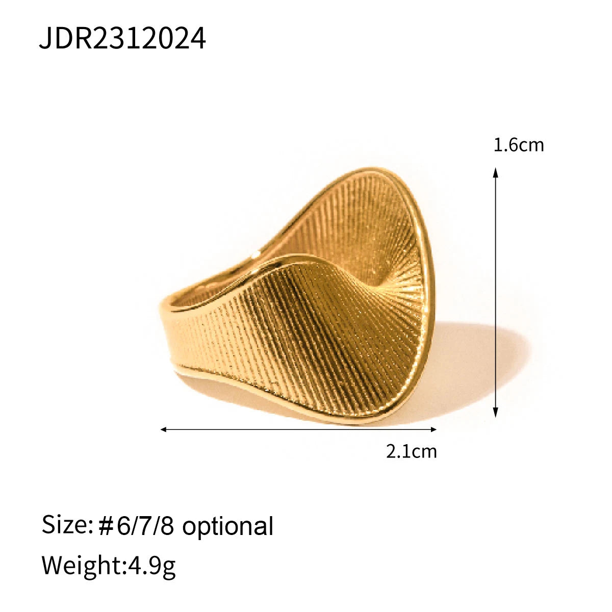 Jewelryposter Fashion Women's Stainless Steel Stripe Twist Ring Water Resistant Metal Gold Color Statement Fashion Jewelry - V.I.P Digital Presence