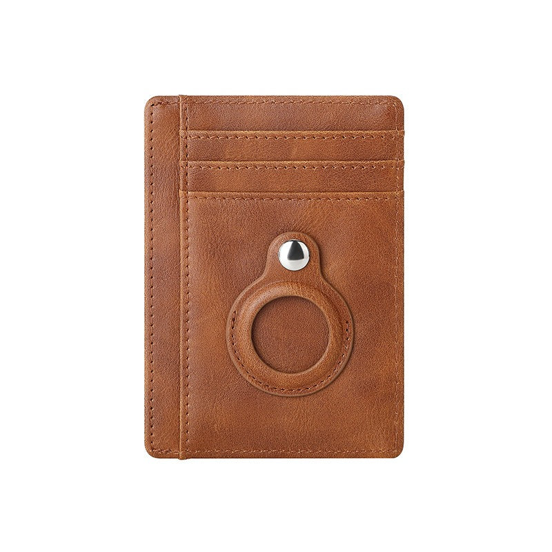 AirTag multi-card slot Apple tracker anti-lost protective cover card bag anti-theft brush Crazy Horse PU leather RFID bag - V.I.P Digital Presence