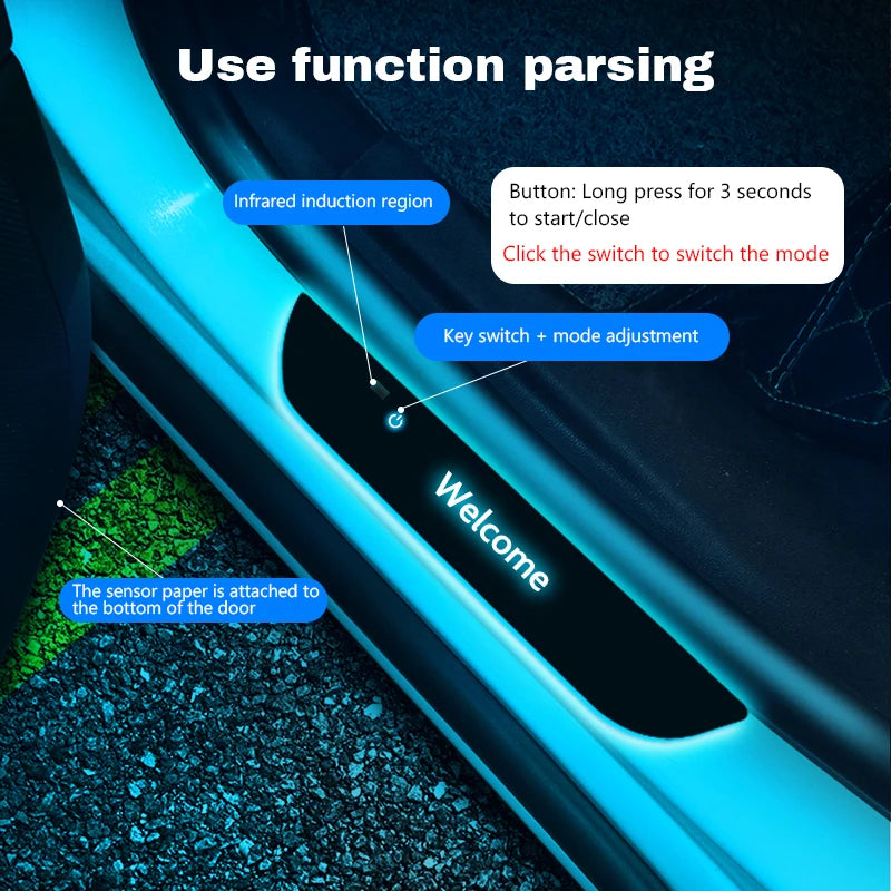 Acrylic Universal Car Led Welcome Pedal Light Led Moving Door Scuff Led Door Sill Scuff Plate car logo 4PCS Set - V.I.P Digital Presence