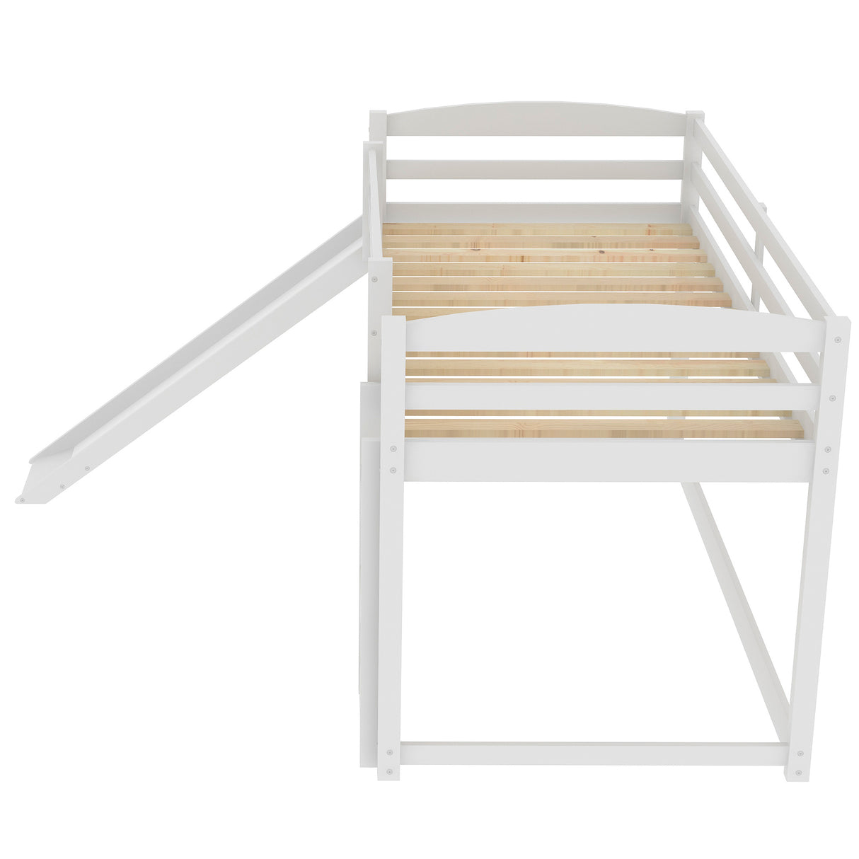 Twin over Twin Bunk Bed with Convertible Slide and Ladder White
